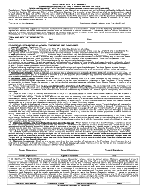 Oklahoma Apartment Rental Contract