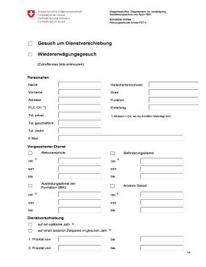 Gesuch um Dienstverschiebung