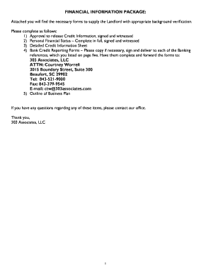 Tenant Financial Verification Package