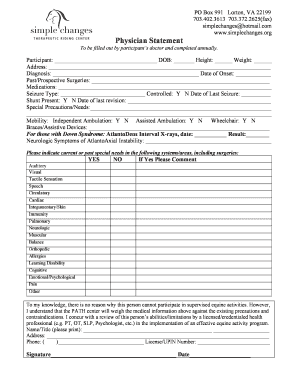 Physician Statement for Equine Activity Participation