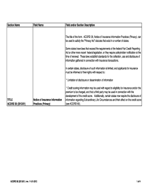 ACORD 38 Notice of Insurance Information Practices