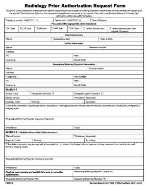 Radiology Prior Authorization Request Form