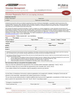 Monthly time sheet - Volunteer Management - UnitingCare Community