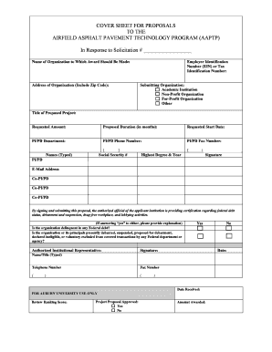 Cover Sheet for Proposals