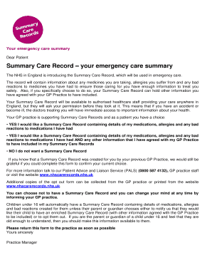 Summary Care Record Consent Form