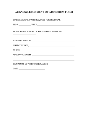 Acknowledgement of Addendum Form