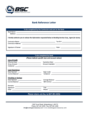 Bank Reference Letter