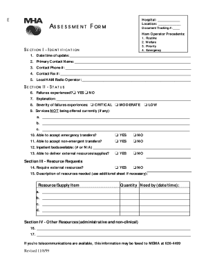 Hospital Assessment Form