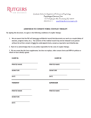 Addendum to Couples Therapy Consent Form