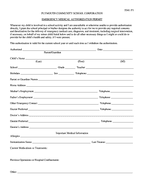 Emergency Medical Authorization Permit