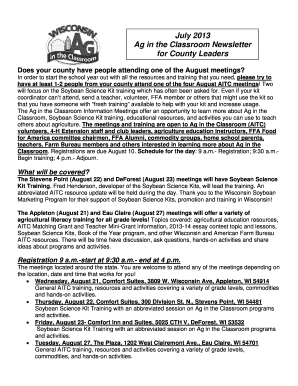 July 2013 AITC Volunteer Newsletter - Ag in the Classroom