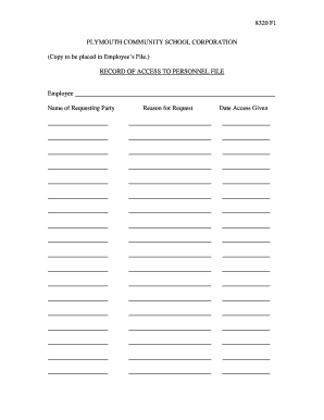 Employee Personnel File Access Record