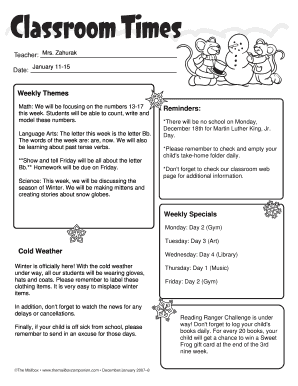 Classroom Times Teacher Form