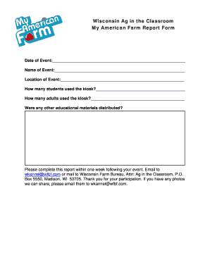 Wisconsin Ag in the Classroom Report Form