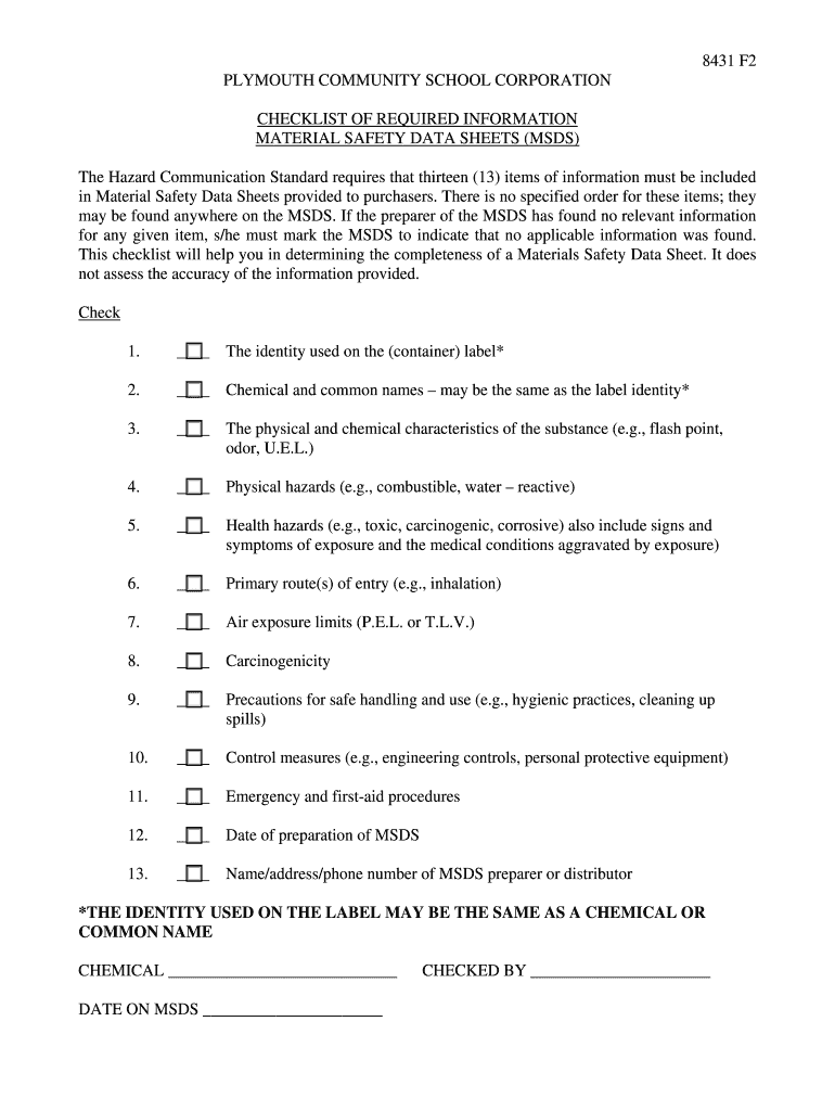 Fillable Online The Hazard Communication Standard requires that