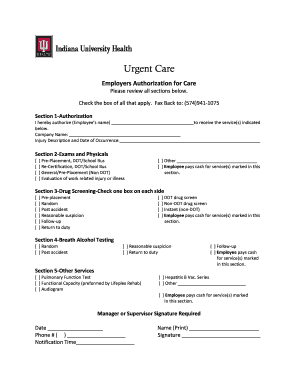 Employer Authorization for Urgent Care