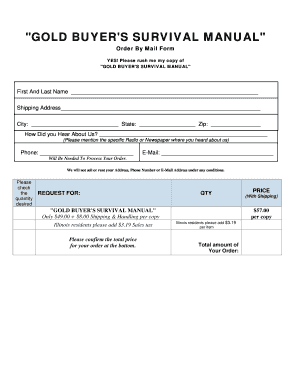 Gold Buyer's Survival Manual Order Form