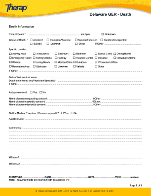 Delaware Death Information Form