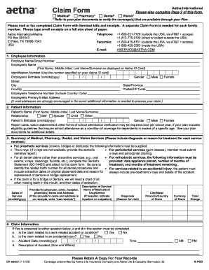 Aetna International Claim Form