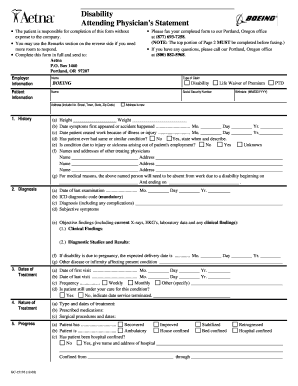 Attending Physician's Statement for Disability Claim