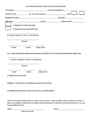 AUTORIZACION PARA la DIVULGACION DE INFORMACION
