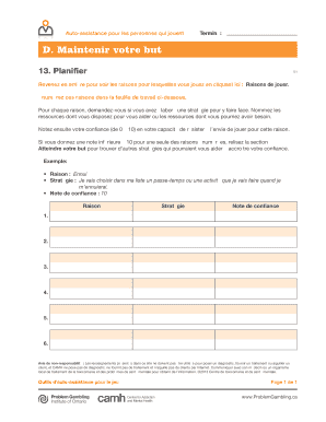 Feuille de travail d’auto-assistance pour le jeu