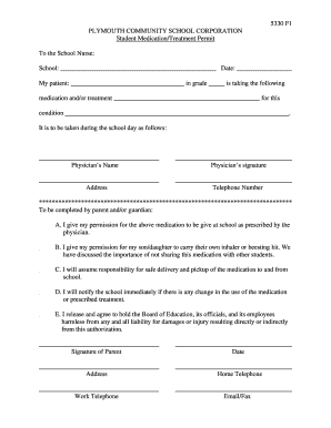 Student Medication/Treatment Permit