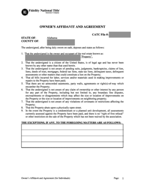 OWNERS AFFIDAVIT AND AGREEMENT - Title Center - titlecenter