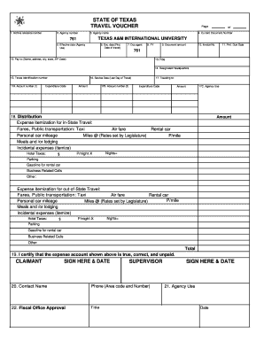 Texas Travel Voucher Form