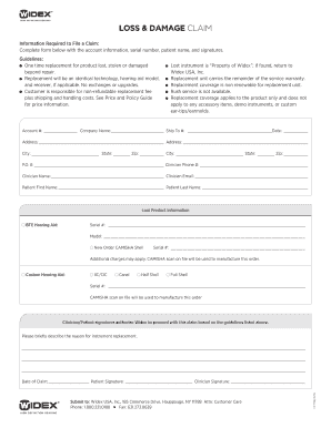 Loss & Damage Claim Form