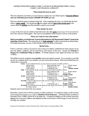 Florida Family Law Financial Affidavit