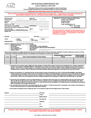Loss & Damage Claim Form