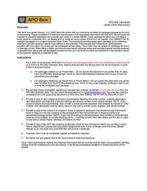 APO Box Insurance Claim Form