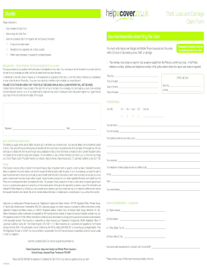 Gadget and Mobile Phone Insurance Claim Form