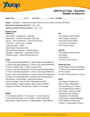 GER Event Type – Restraint Form