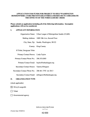 Washington Foreclosure Intervention Program Application