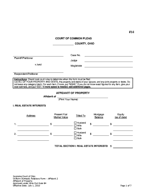 Ohio Affidavit of Property