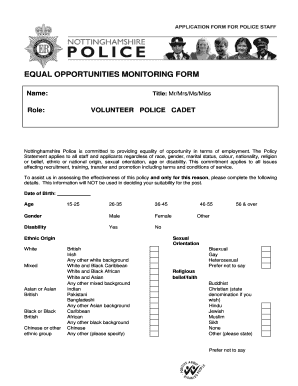 Equal Opportunities Monitoring Form