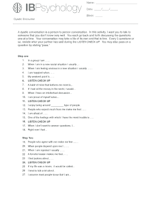 Dyadic Encounter Psychology Form