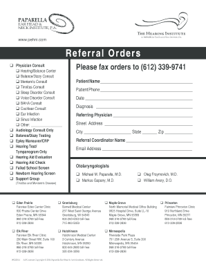 Physician Consult Order Form