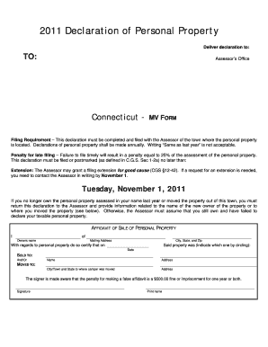 2011 Connecticut Personal Property Declaration