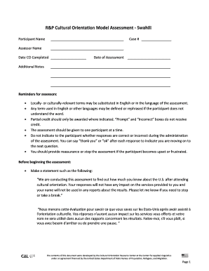 R&P Cultural Orientation Model Assessment