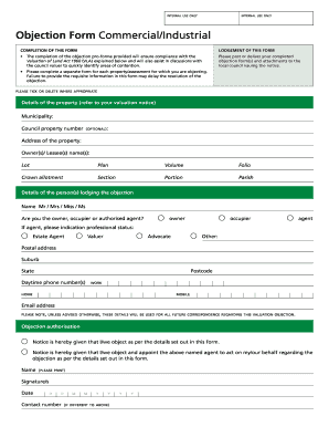 Commercial Industrial Valuation Objection Form