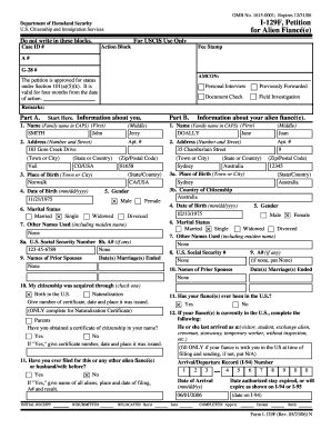 USCIS Form I-129F for Alien Fiancé(e)