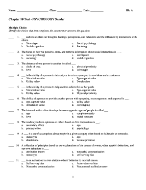 Psychology Chapter 18 Test