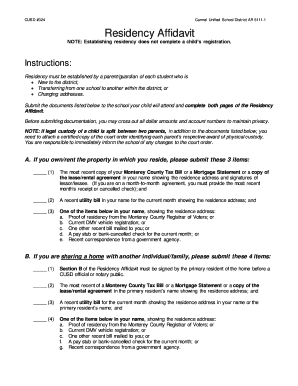 Carmel Unified School District Residency Affidavit