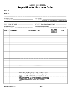 Requisition for Purchase Order - carmelunifiedorg