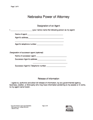 Nebraska Power of Attorney Form