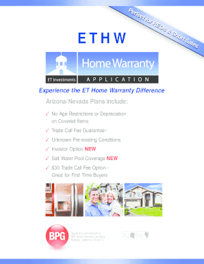 Arizona Nevada Home Warranty Application