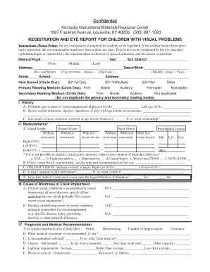 Kentucky Eye Examination Registration Form
